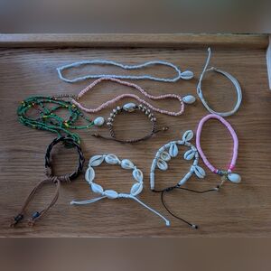 Bohemian Shell and Bead Bracelet Necklace Set